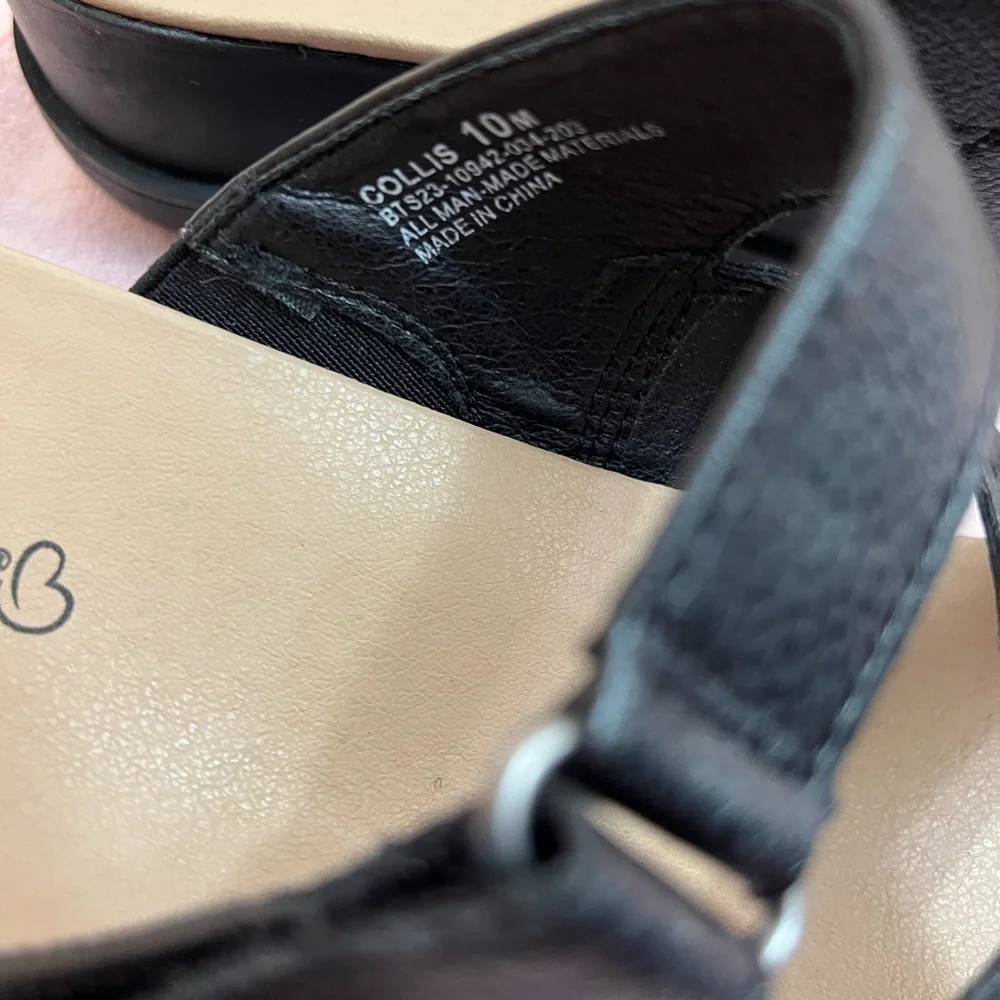 BareTraps Black Wedge Adjustable Collis Sandal Sz 10